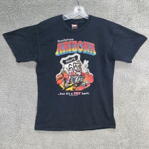 VTG Tombstone Arizona T Shirt Men Sz M Black Route 66 Bike Skeleton Made USA Tee